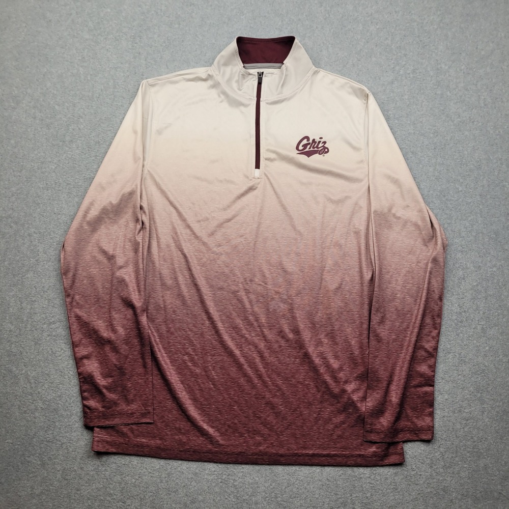 Montana Grizzlies Griz 1/4 Zip Pullover Mens Medium Maroon Ombre Colosseum